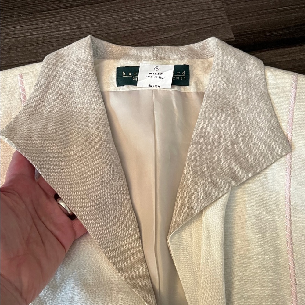 Harve Benard White Linen Open Front Blazer - Picture 10 of 11